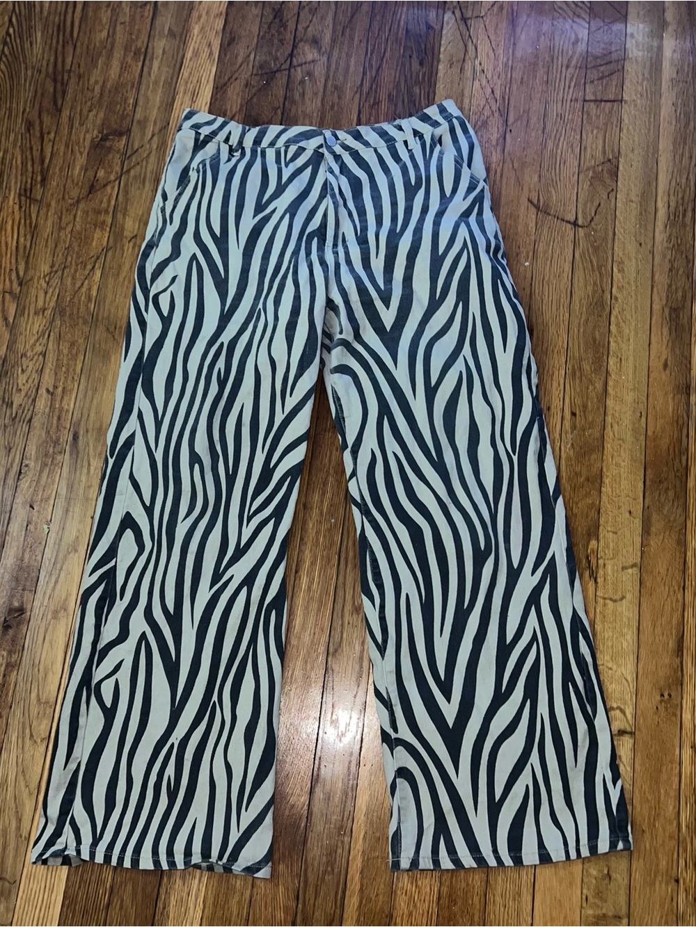 Fashion Nova Black & White Zebra Print Wide Leg Pants